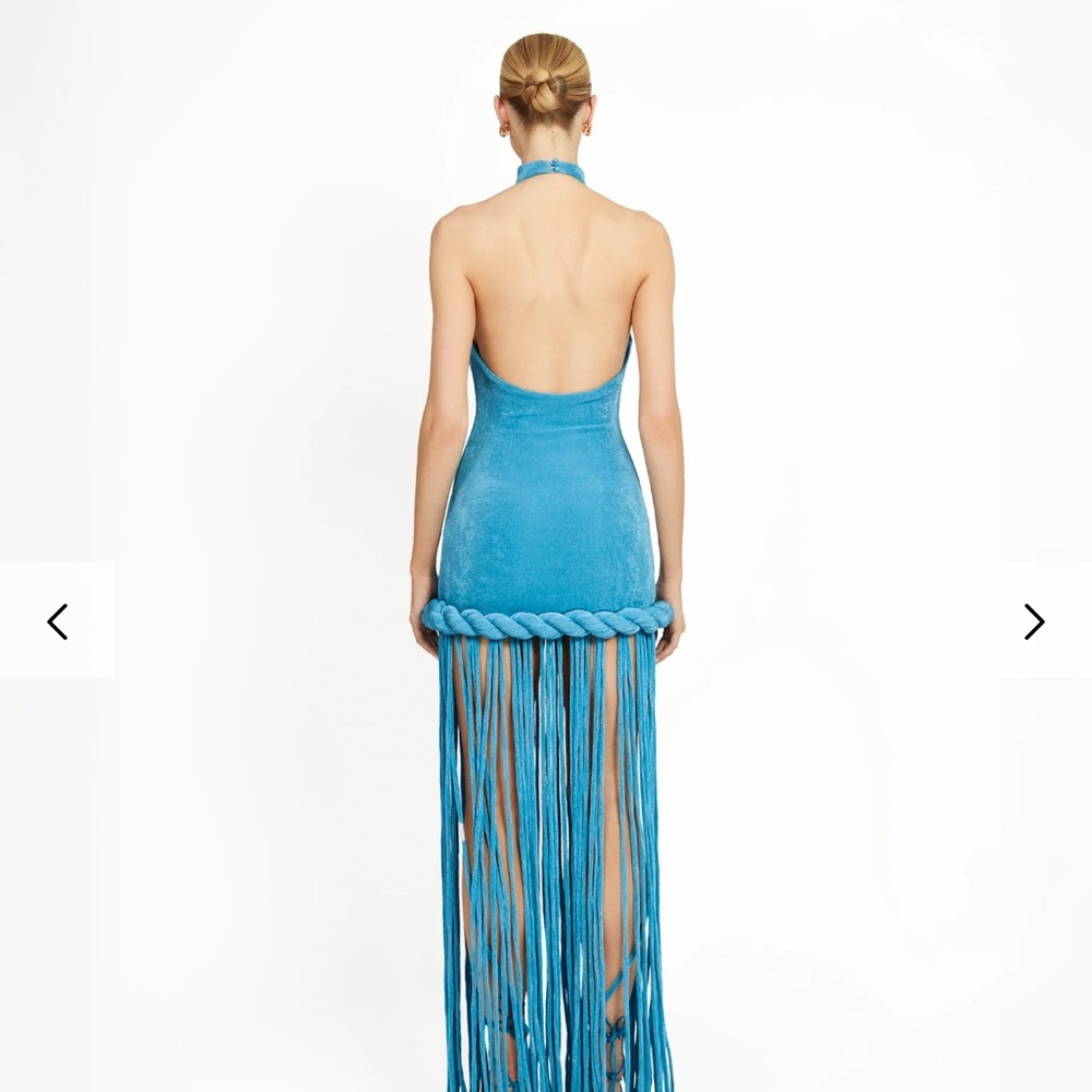 Elegant Blue Halter Dress - Picture 4 of 8